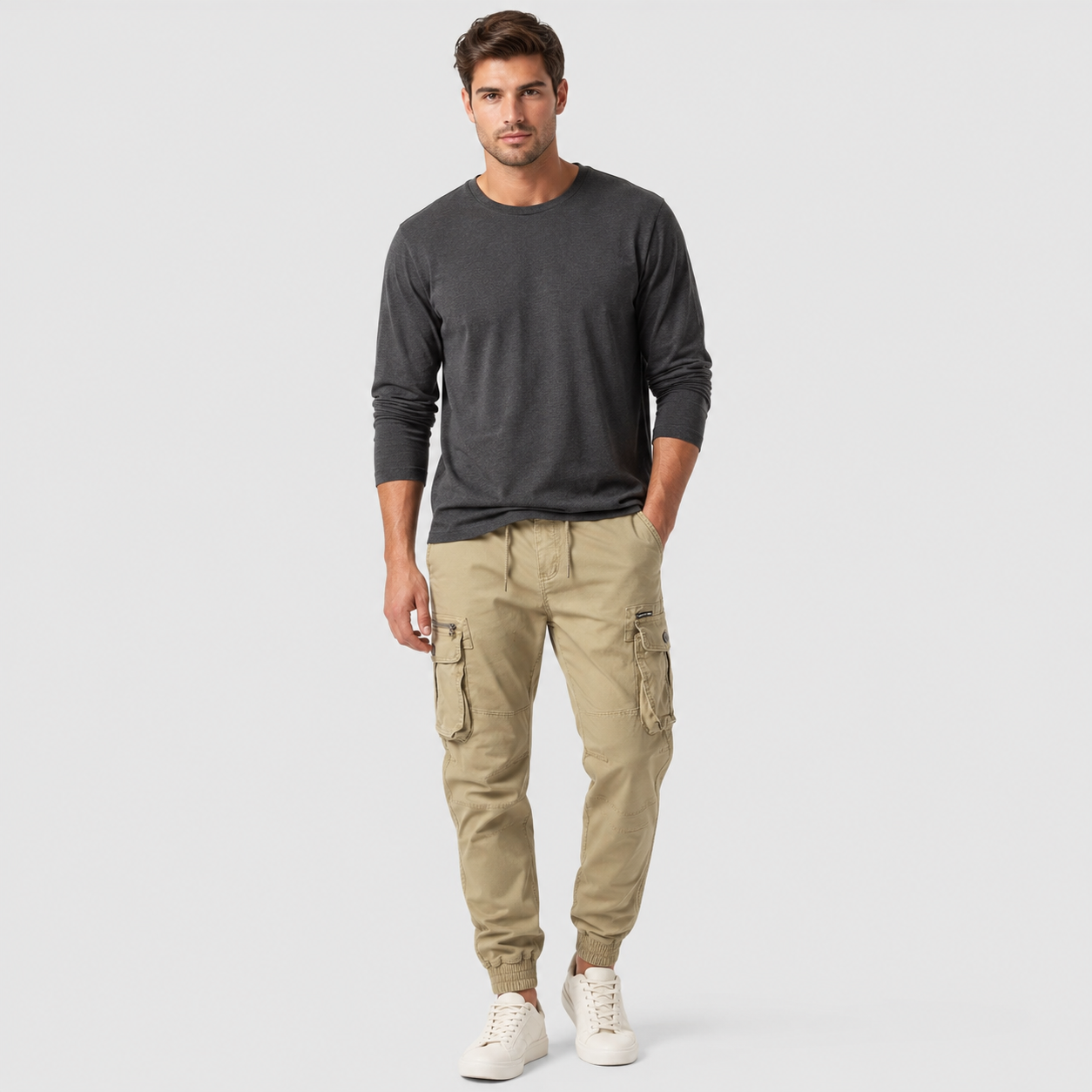 Men's Elastic Waist Tactical Cargo Jogger Pants