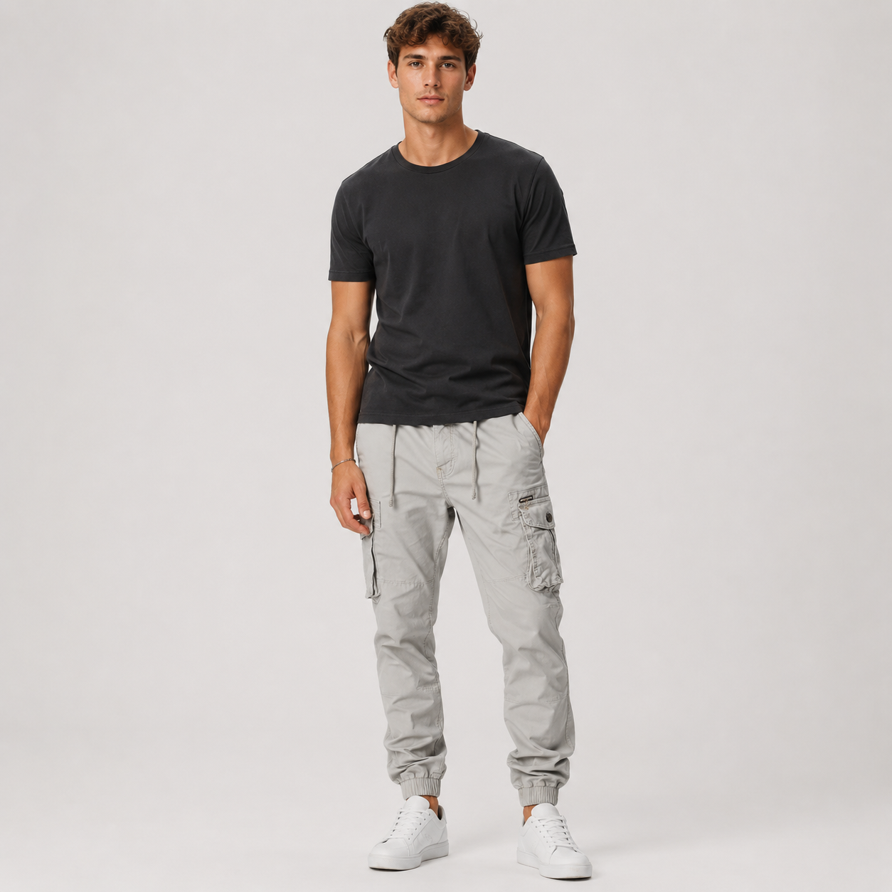 Men's Elastic Waist Tactical Cargo Jogger Pants