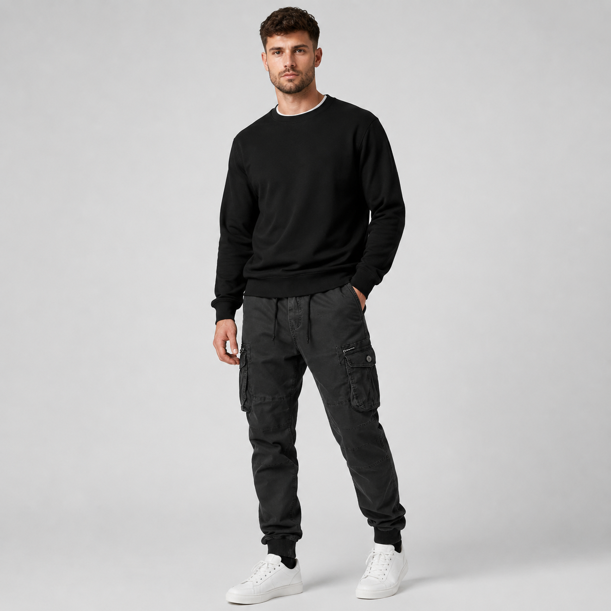 Men's Elastic Waist Tactical Cargo Jogger Pants