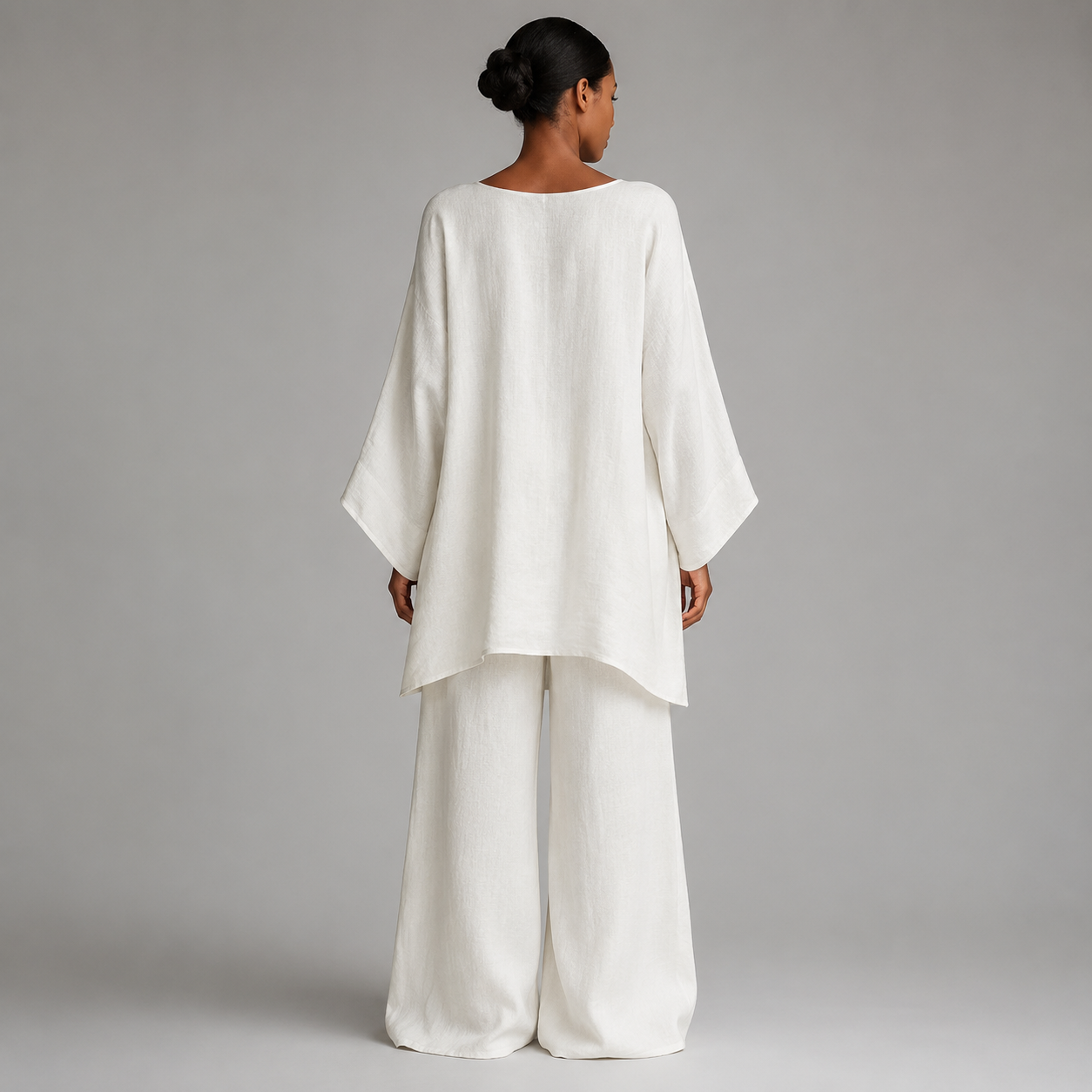 Women's Batwing Sleeve Linen-Look Wide-Leg Co-Ord Set