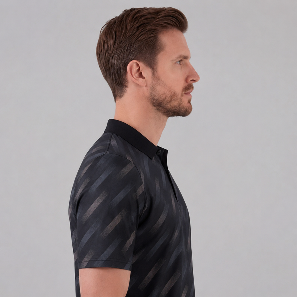 Men's Diagonal Striped Short Sleeve Polo Shirt