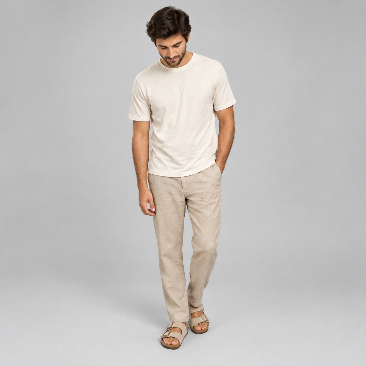 Men's Suede Double Strap Buckle Sandals Summer