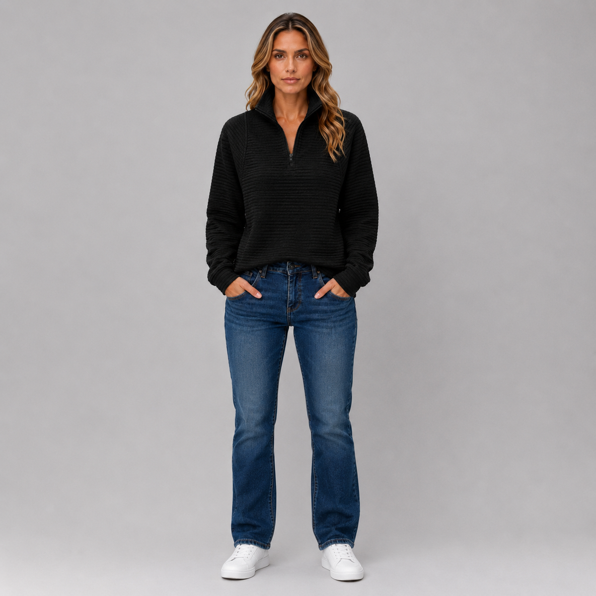 Women’s Ribbed Half Zip Pullover