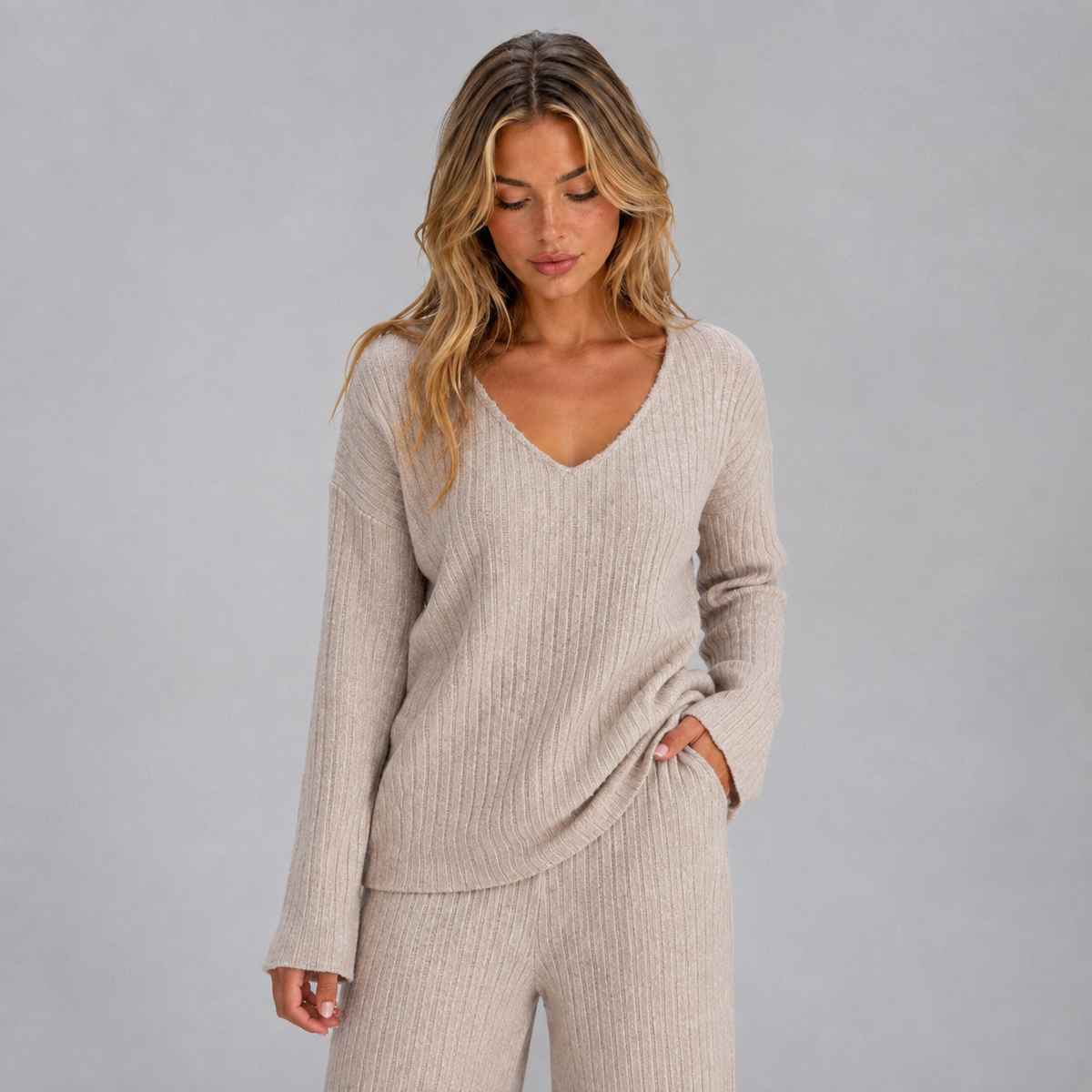Women’s Ribbed Knit Lounge Set