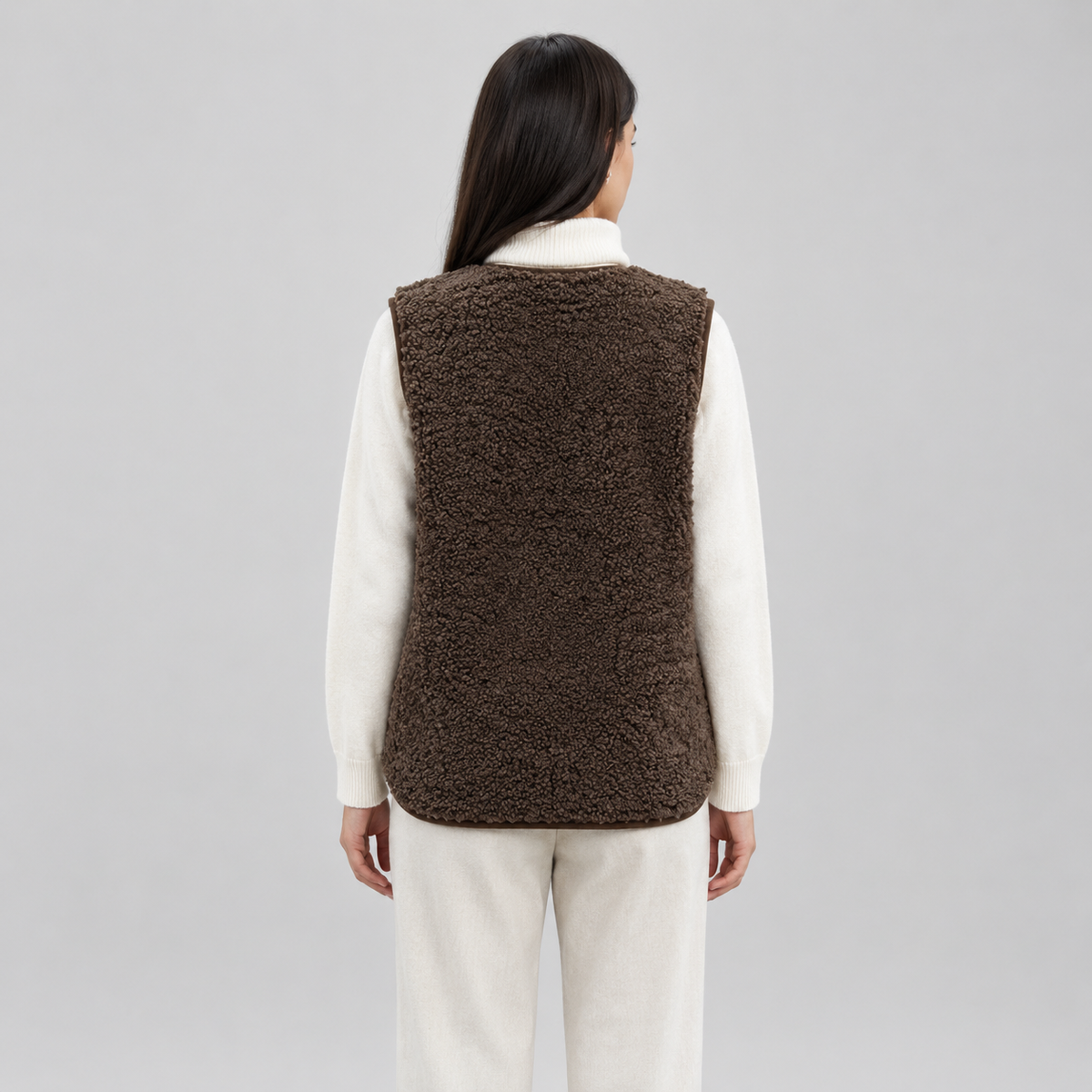 Women's Sherpa Fleece Button-Up Vest — product image