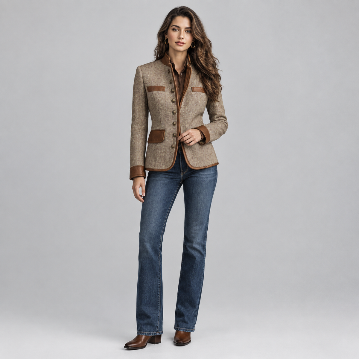 Women's Vintage Herringbone Tweed Jacket — product image