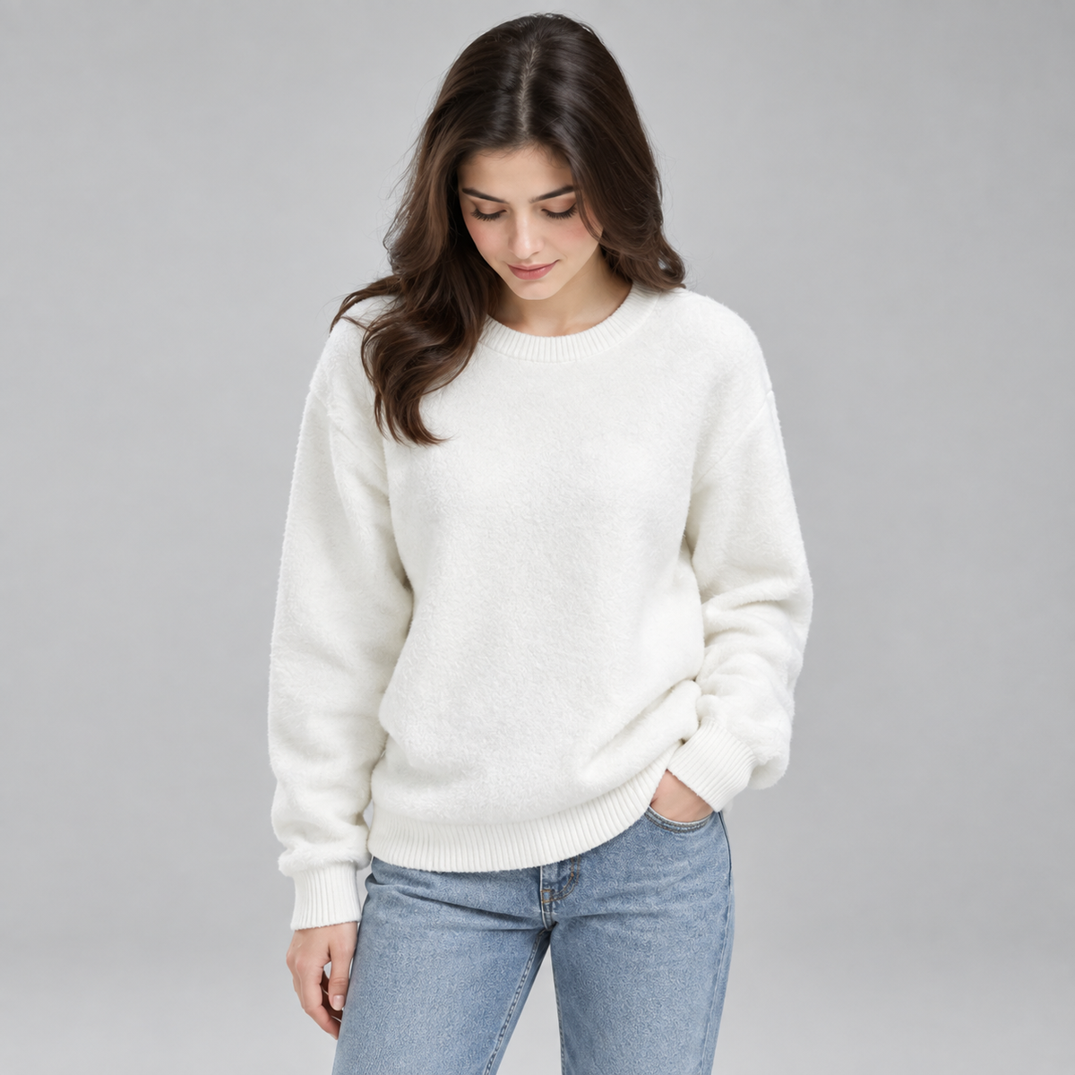 Women's Relaxed Crew-Neck Knit Sweater — product image