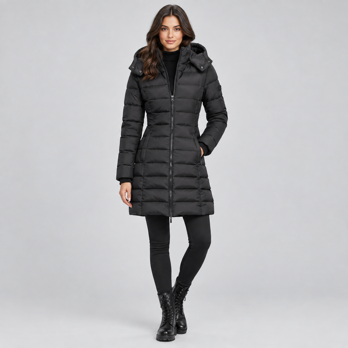 Women's Longline Hooded Quilted Jacket — product image