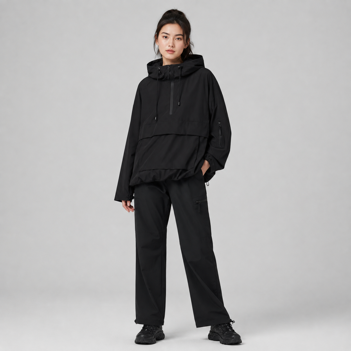 Women's Hooded Pullover Quilted Anorak — product image