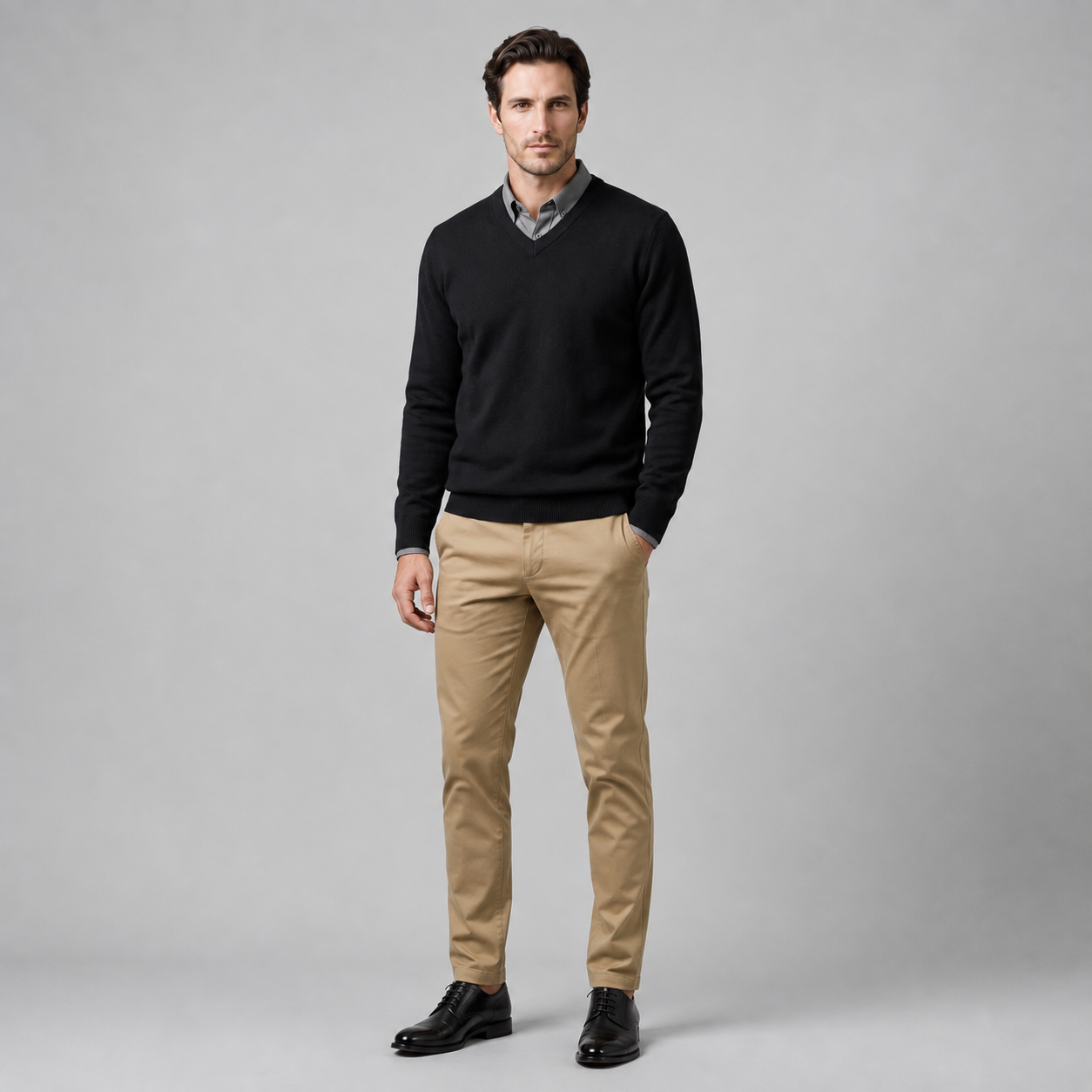 Men's Casual V-Neck Knit Sweater