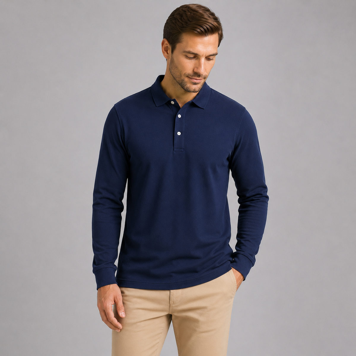Men’s Long Sleeve Jersey Polo Shirt