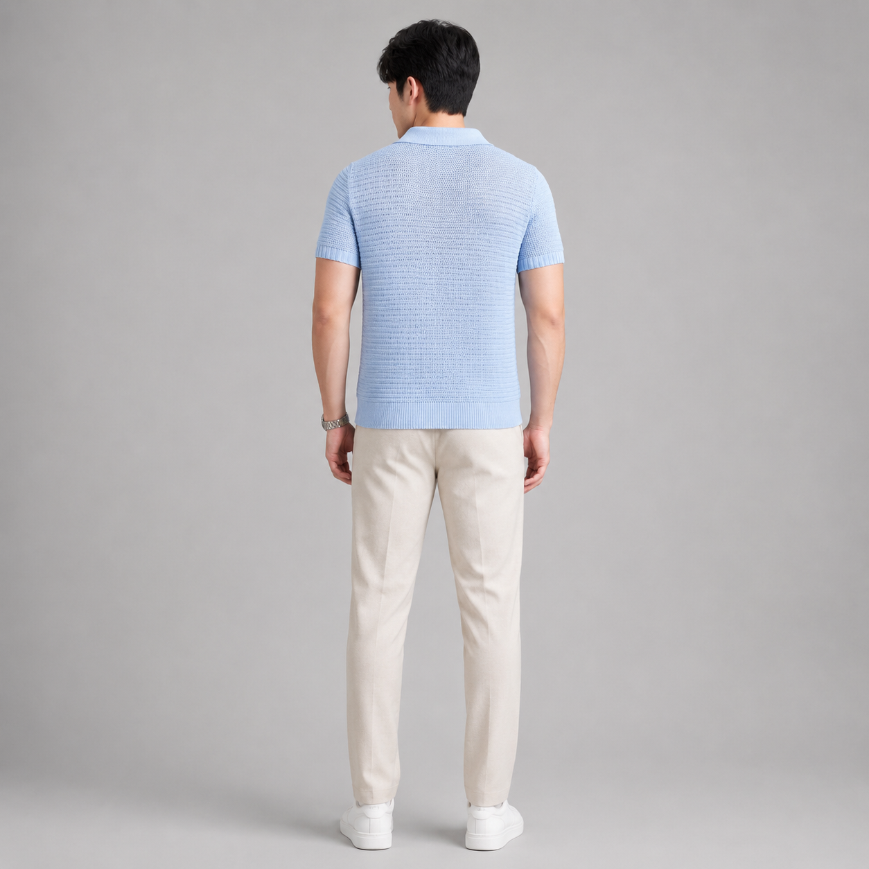 Men’s Short Sleeve Knit V-Neck Polo Shirt