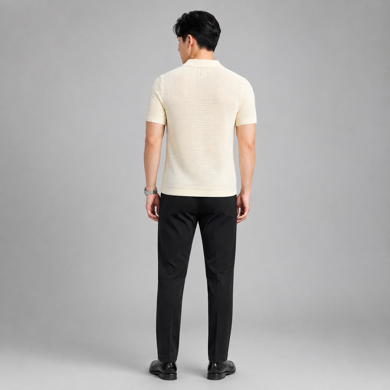 Men’s Short Sleeve Knit V-Neck Polo Shirt
