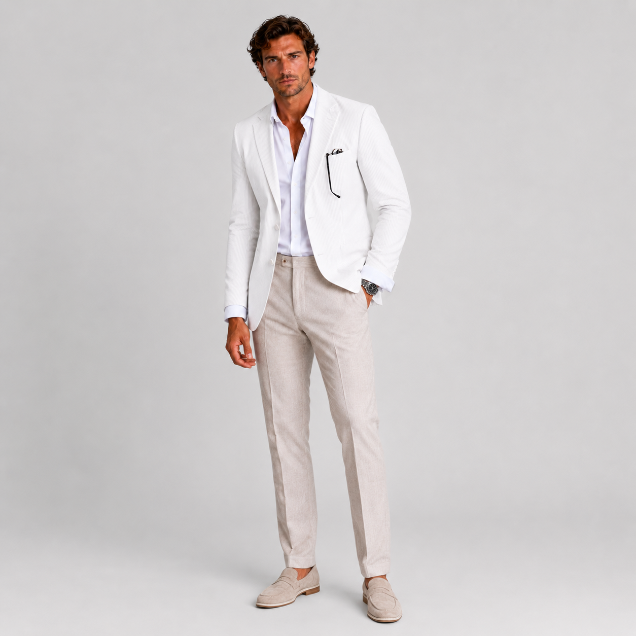 Men’s Striped Tailored Blazer Jacket