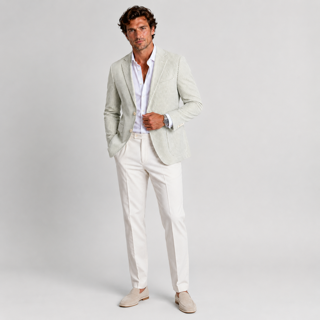 Men’s Striped Tailored Blazer Jacket