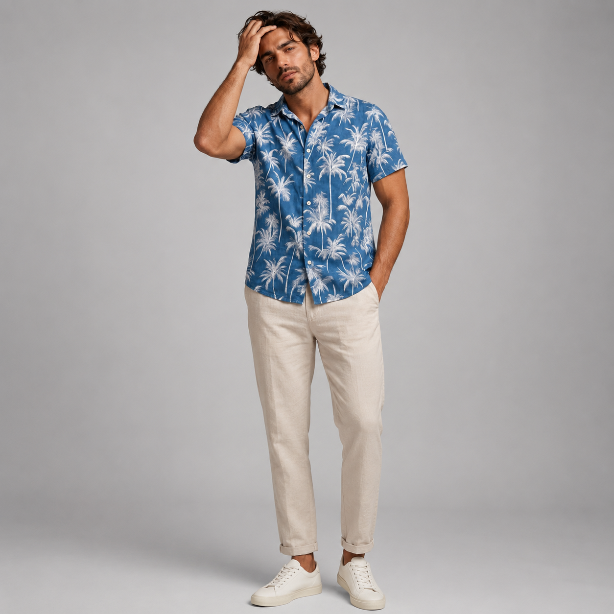 Men’s Palm Tree Print Short Sleeve Shirt