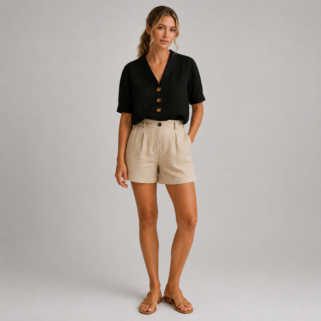 Women Relaxed-Fit Shawl Collar Blouse