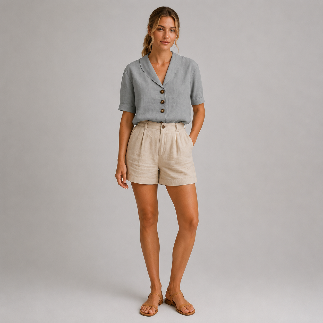 Women Relaxed-Fit Shawl Collar Blouse