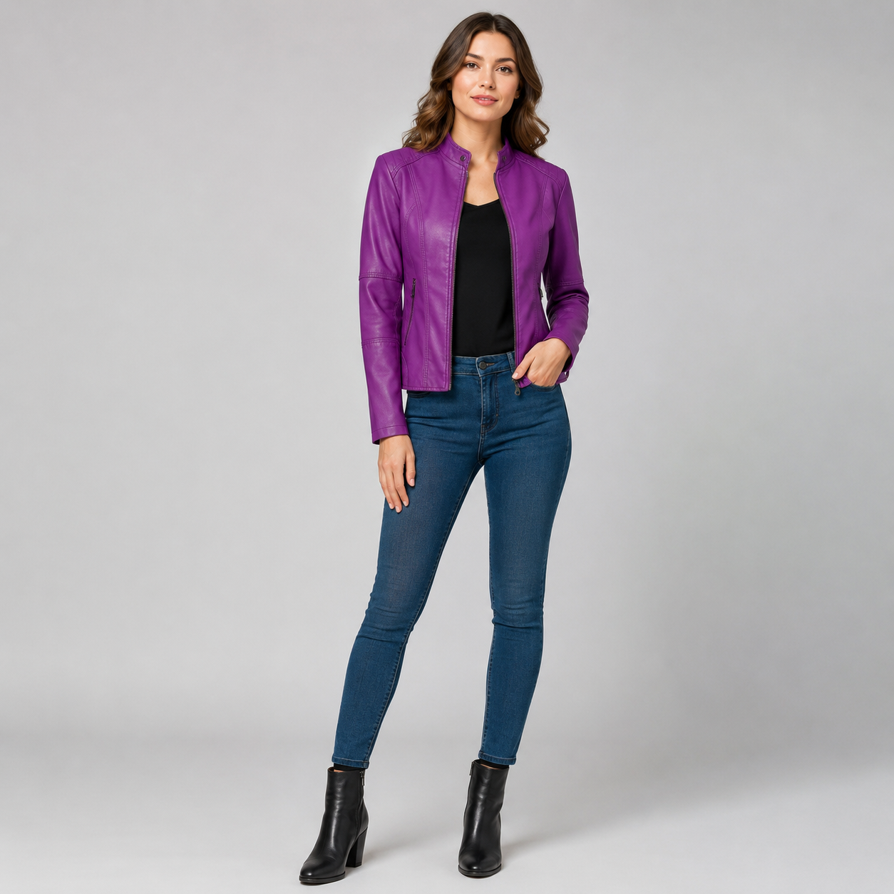 Women's Tailored Leather Coats & Jackets With Mandarin Collar