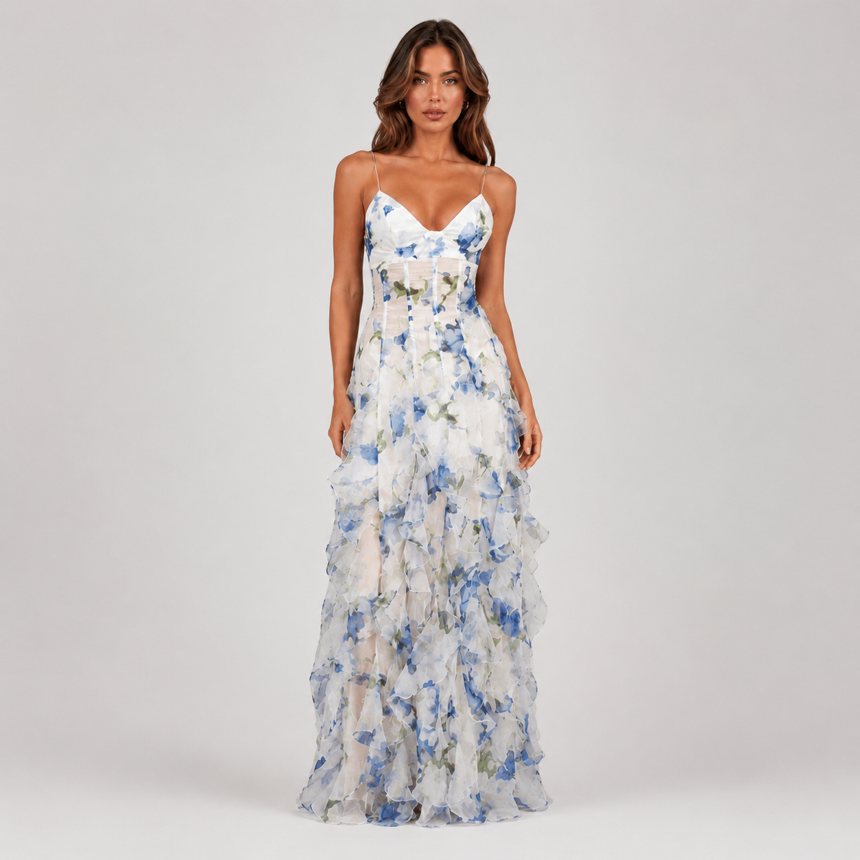 Women’s Floral Ruffle Maxi Dress