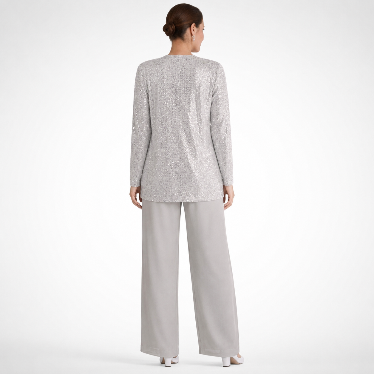 Women's Sequin Three-Piece Wide-Leg Trouser Set