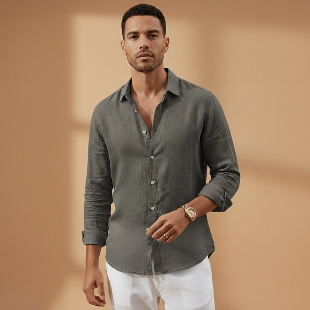 Men's Long Sleeve Classic Collar Button Down Shirt