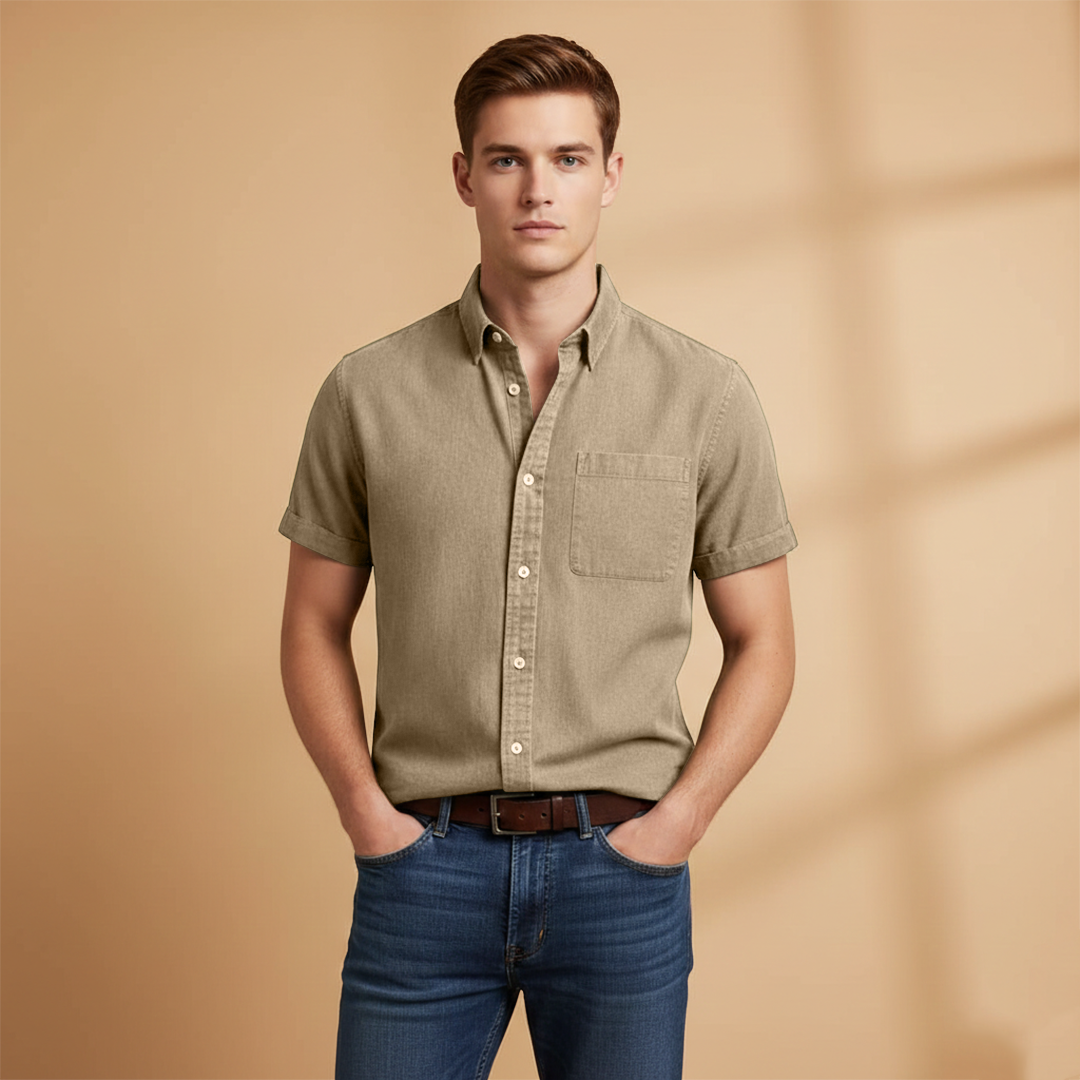 Men's Short Sleeve Shirt with Chest Pocket Summer