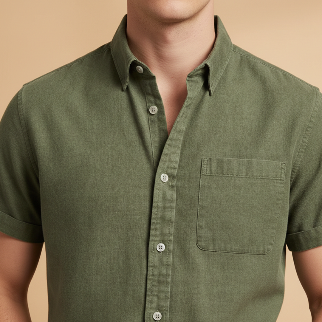 Men's Short Sleeve Shirt with Chest Pocket Summer