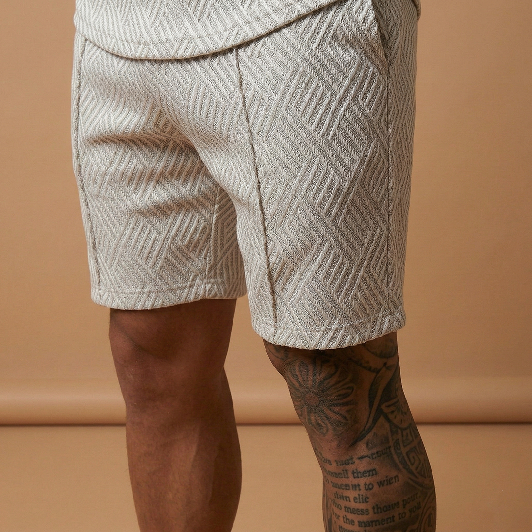 Men's Two Piece Short Sleeve Zip Up Polo Shirt and Shorts Set