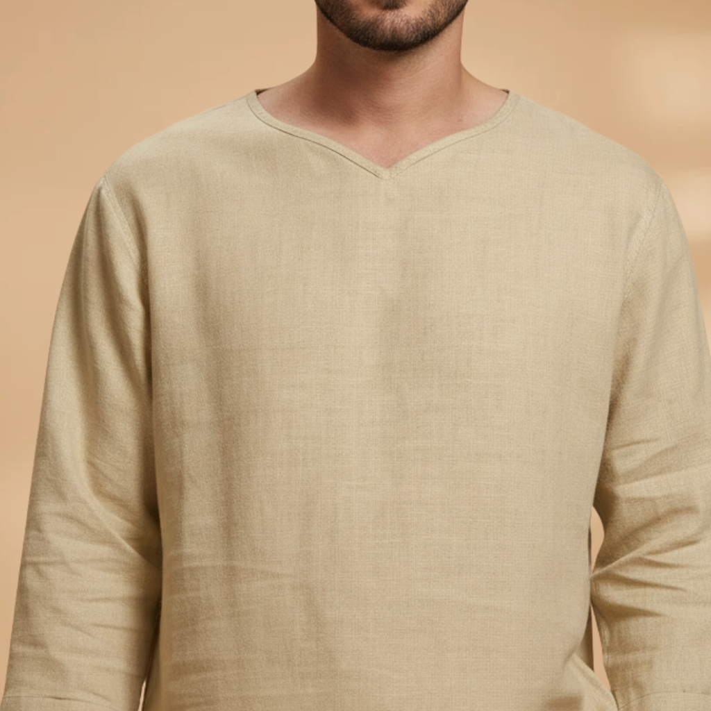 Men's Oversized Relaxed Fit V-Neck Shirt 3/4 Sleeve