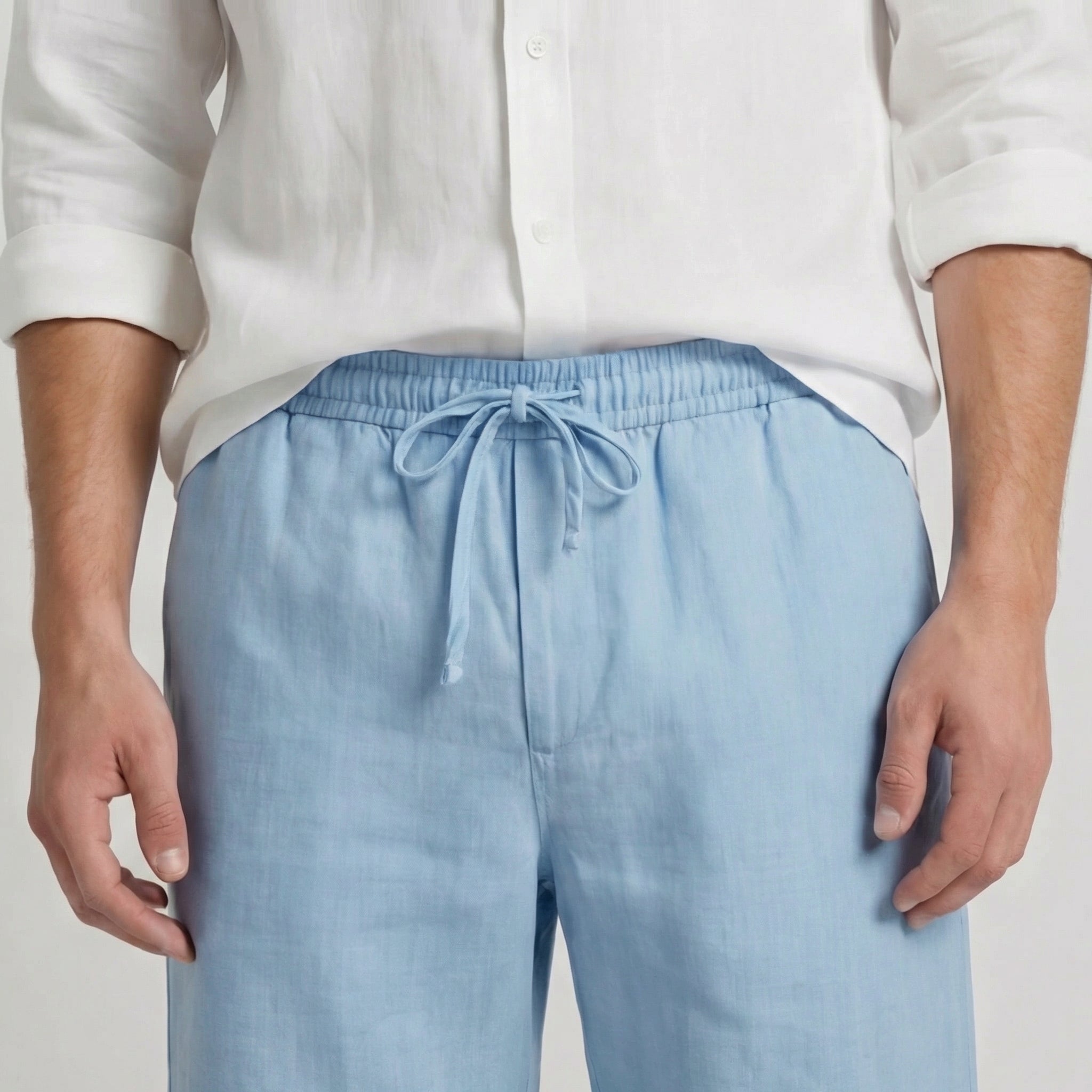 Men's Linen Shorts Elasticated Waist Casual Summer