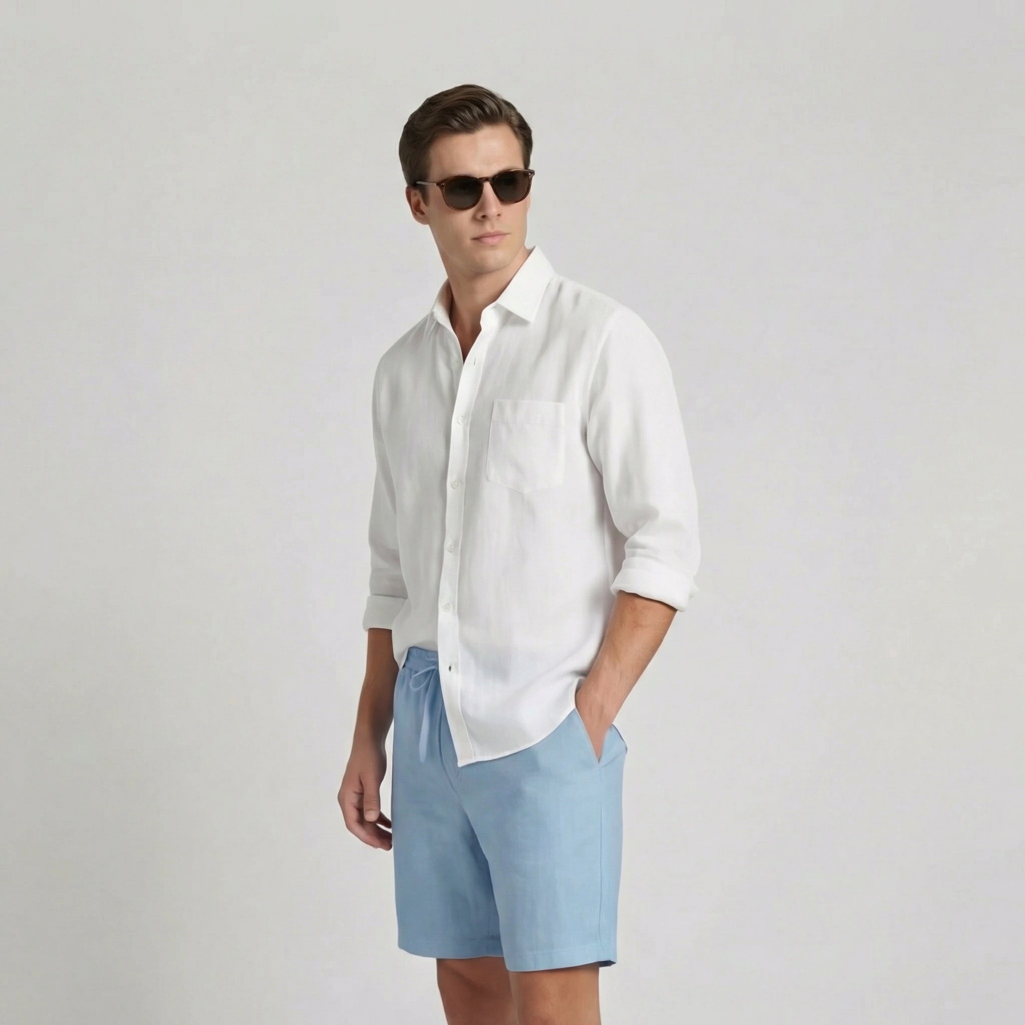 Men's Linen Shorts Elasticated Waist Casual Summer