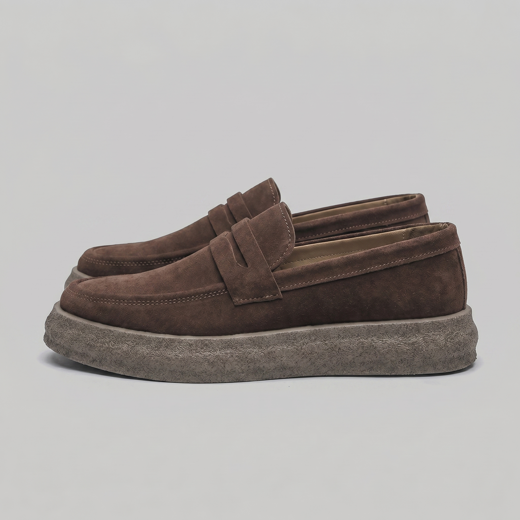 Men's Suede Thick Sole Casual Penny Loafers