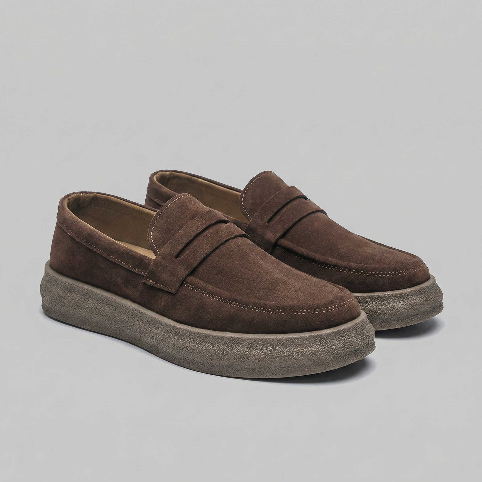 Men's Suede Thick Sole Casual Penny Loafers