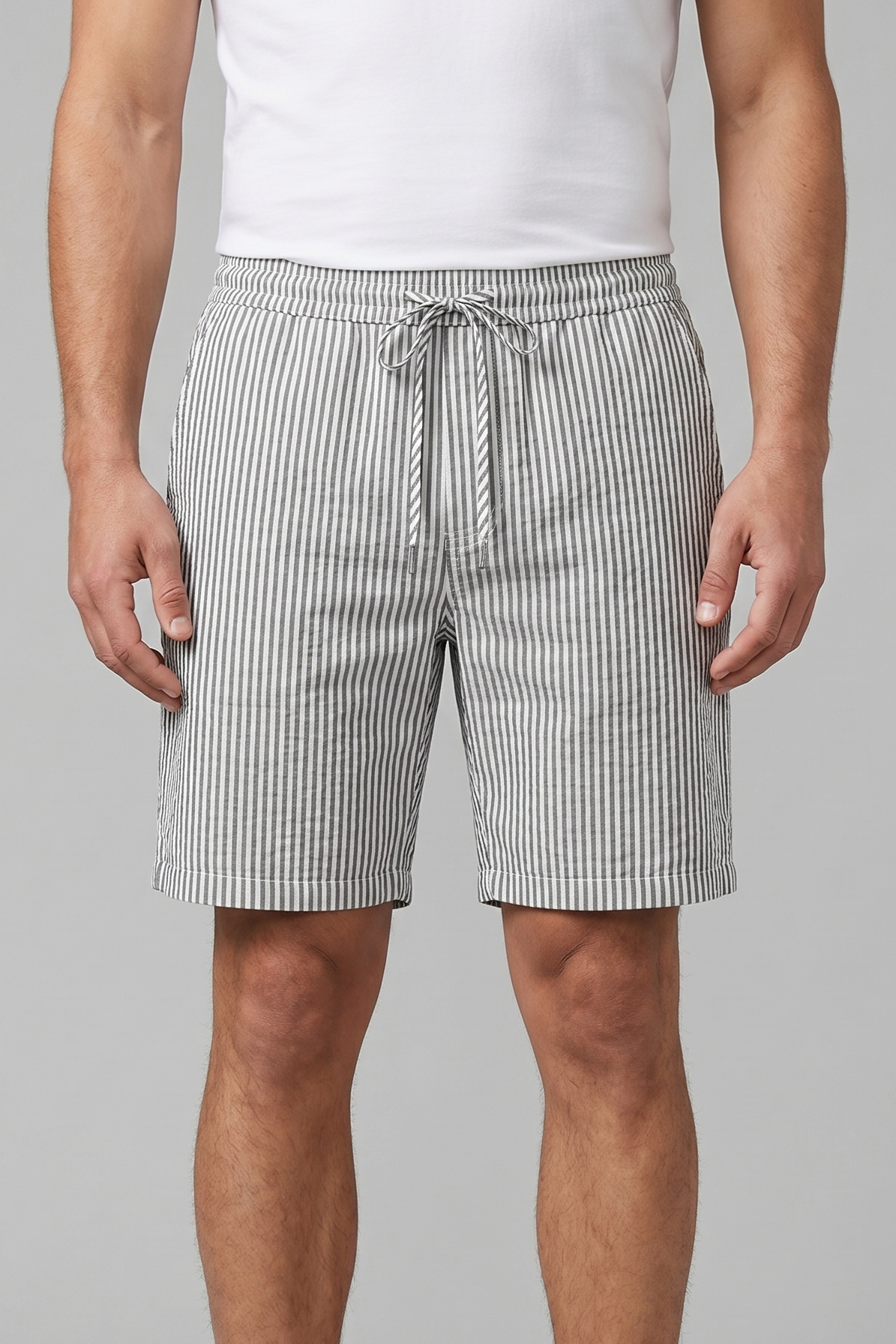 Men's Striped Drawstring Casual Shorts Summer