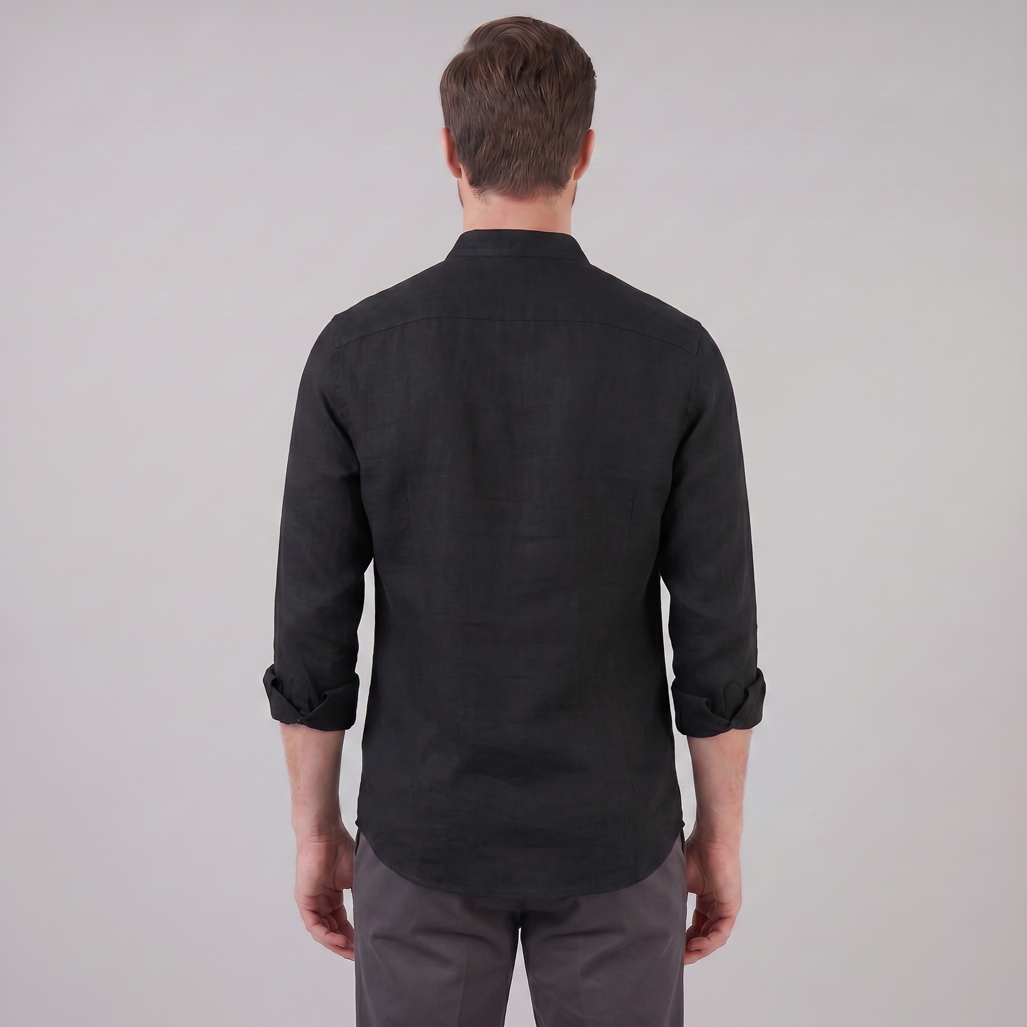 Men's Linen Grandad Collar Half Placket Shirt Summer