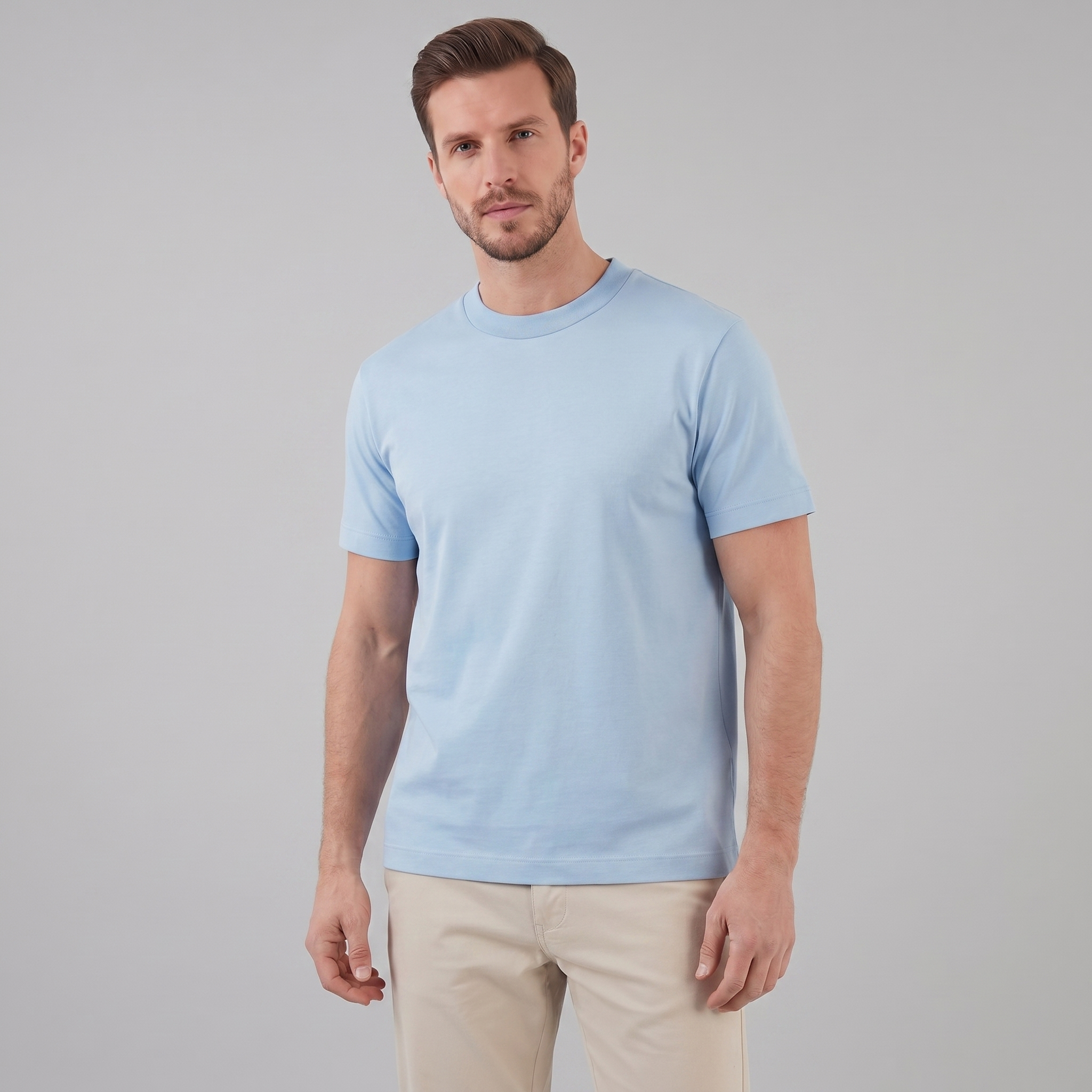 Men's Cotton Crew Neck T-Shirt Short Sleeve Casual