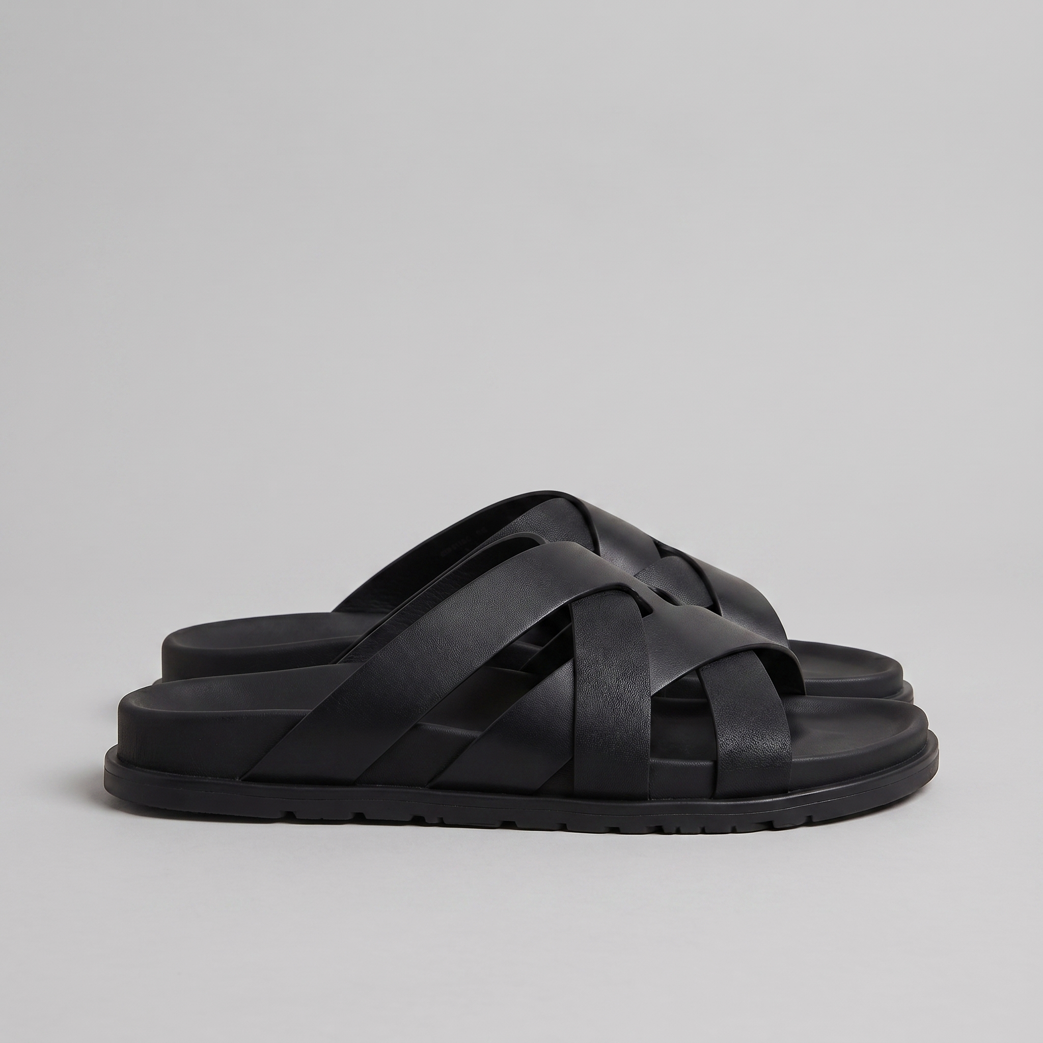 Men's Leather Cross Strap Slide Sandals Summer