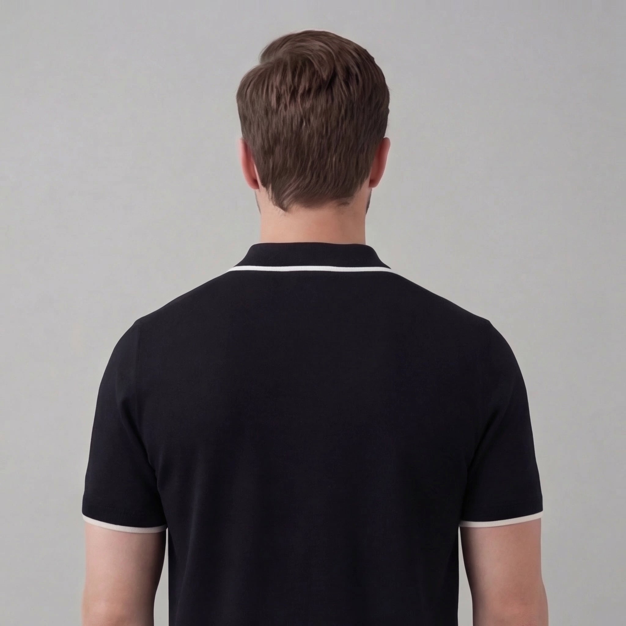 Men's Contrast Tipped Knit Polo Shirt Short Sleeve Summer