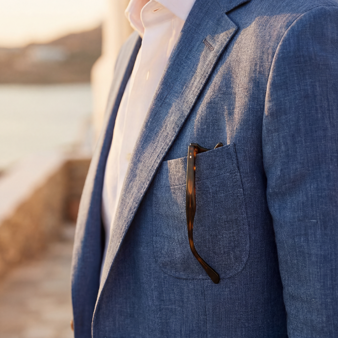 Men's Linen Blazer Single Breasted Smart Casual Summer