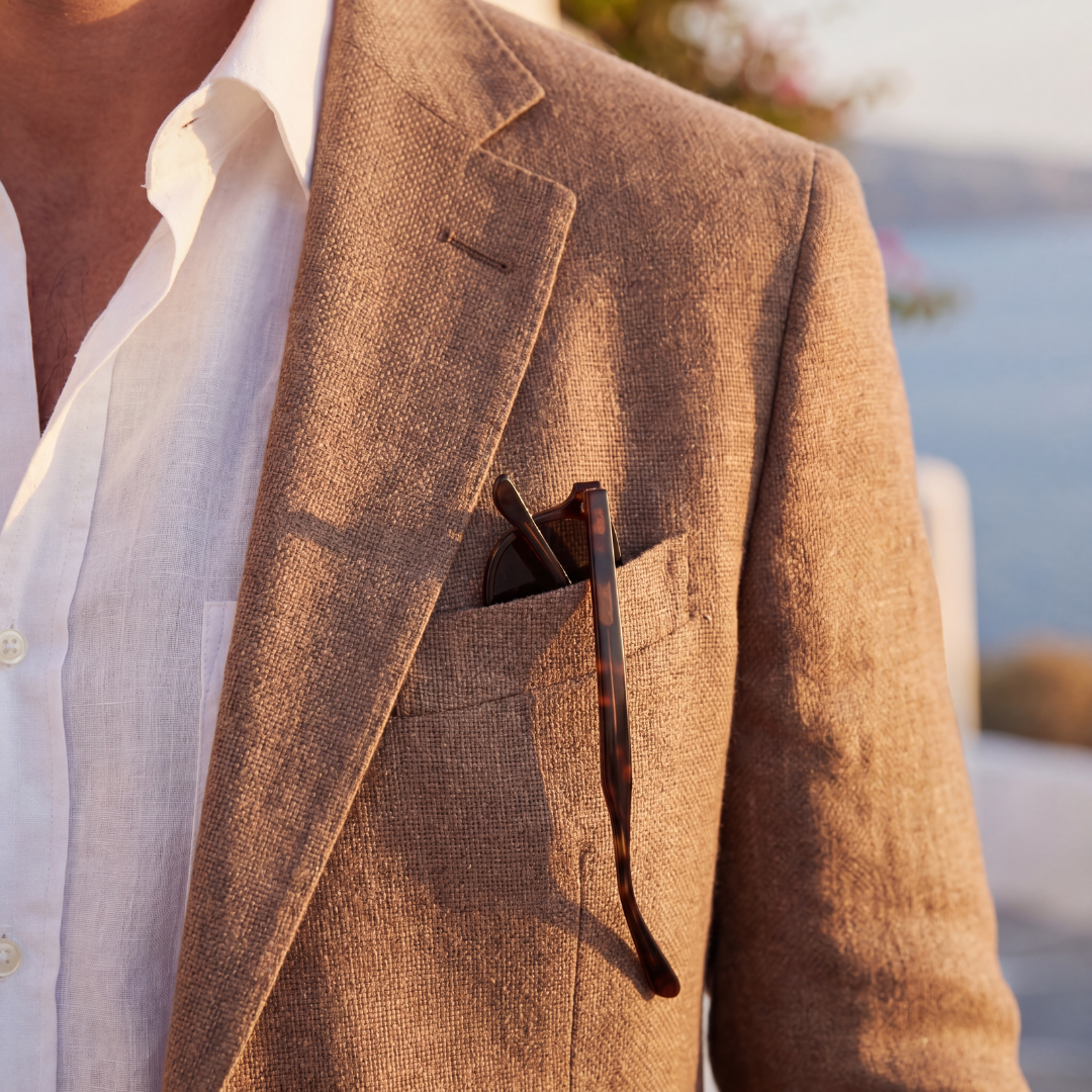 Men's Linen Blazer Single Breasted Smart Casual Summer