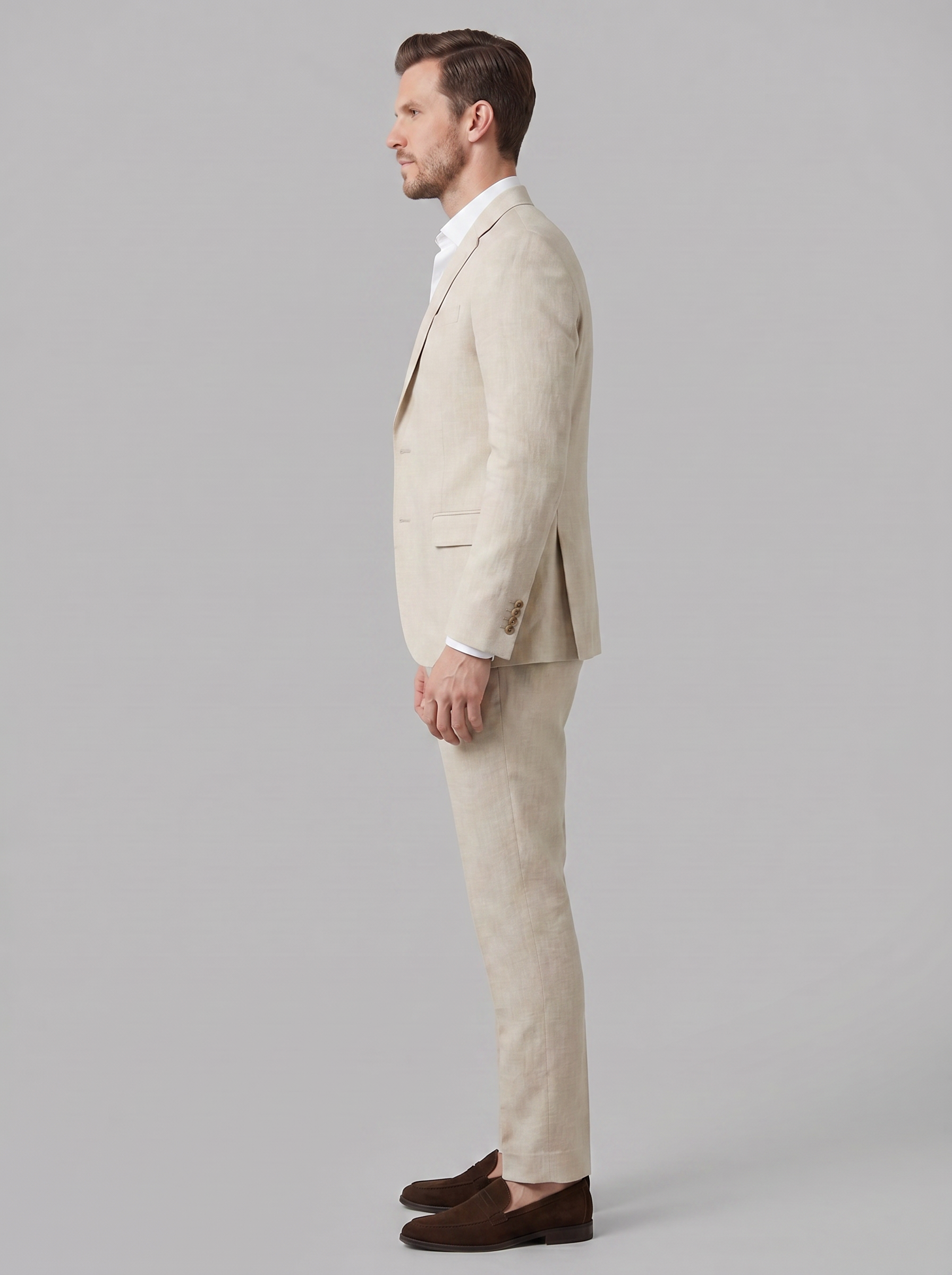 Men's Linen Suit Two Piece Slim Fit Summer Wedding