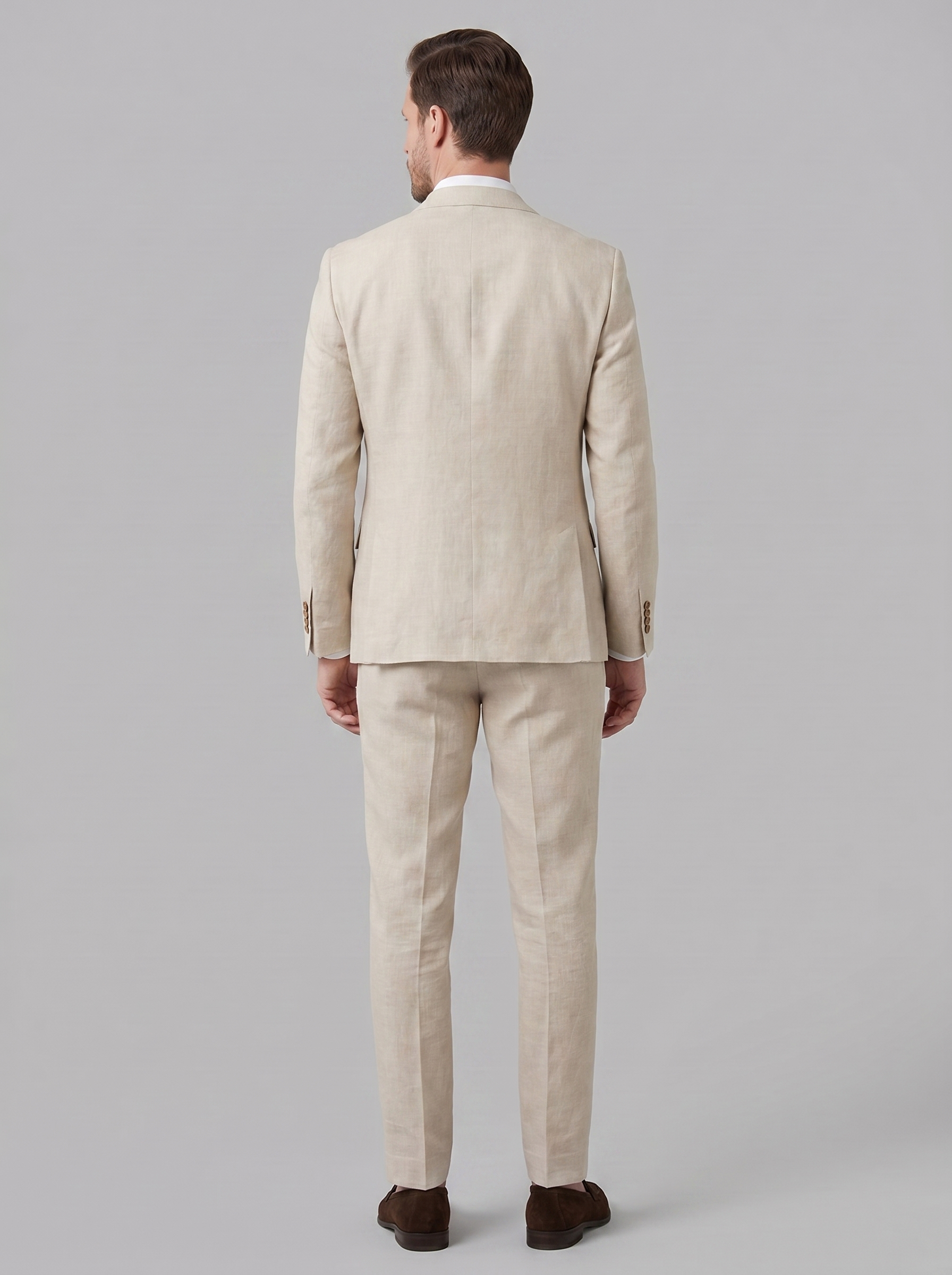Men's Linen Suit Two Piece Slim Fit Summer Wedding