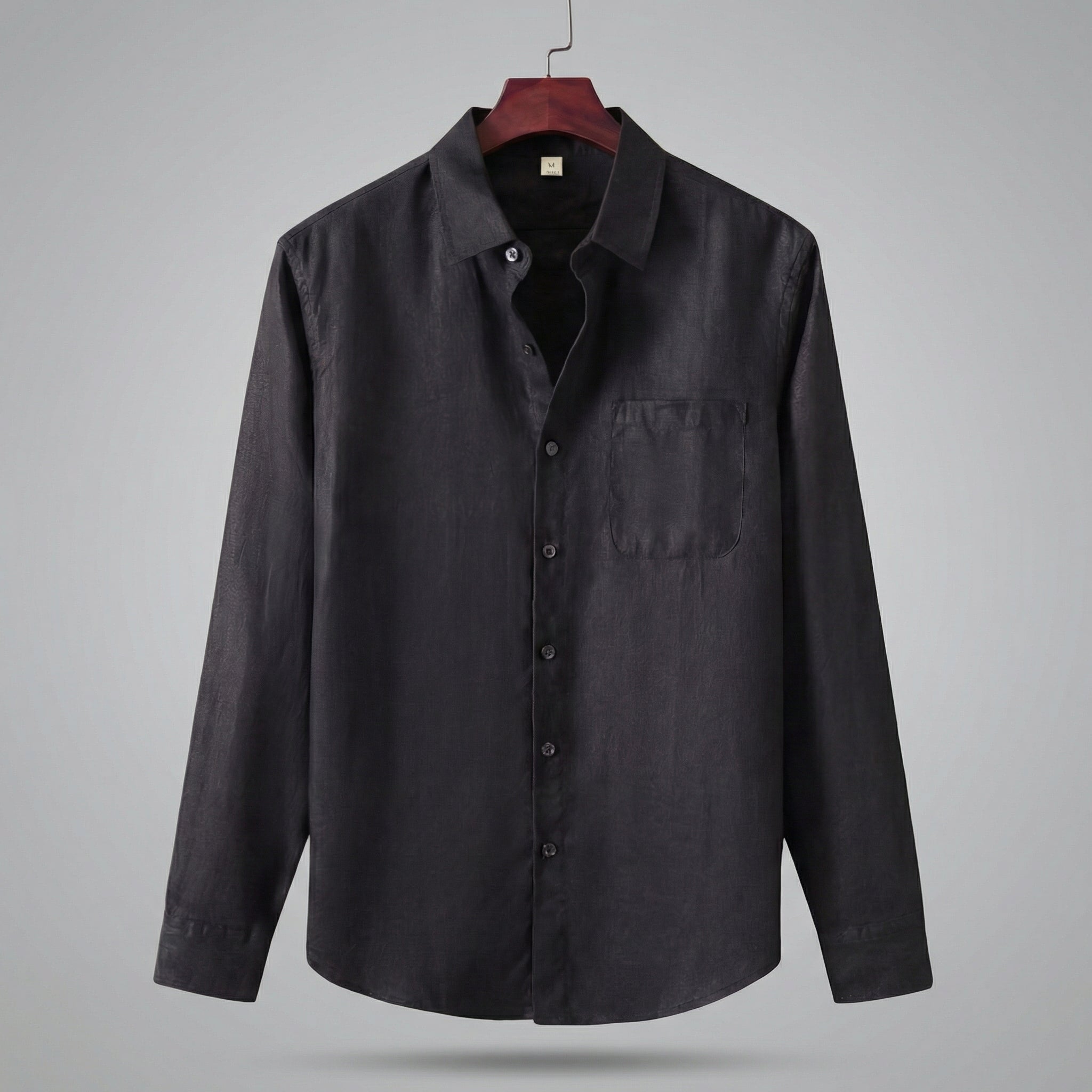 Men's Linen Long Sleeve Shirt Chest Pocket Summer