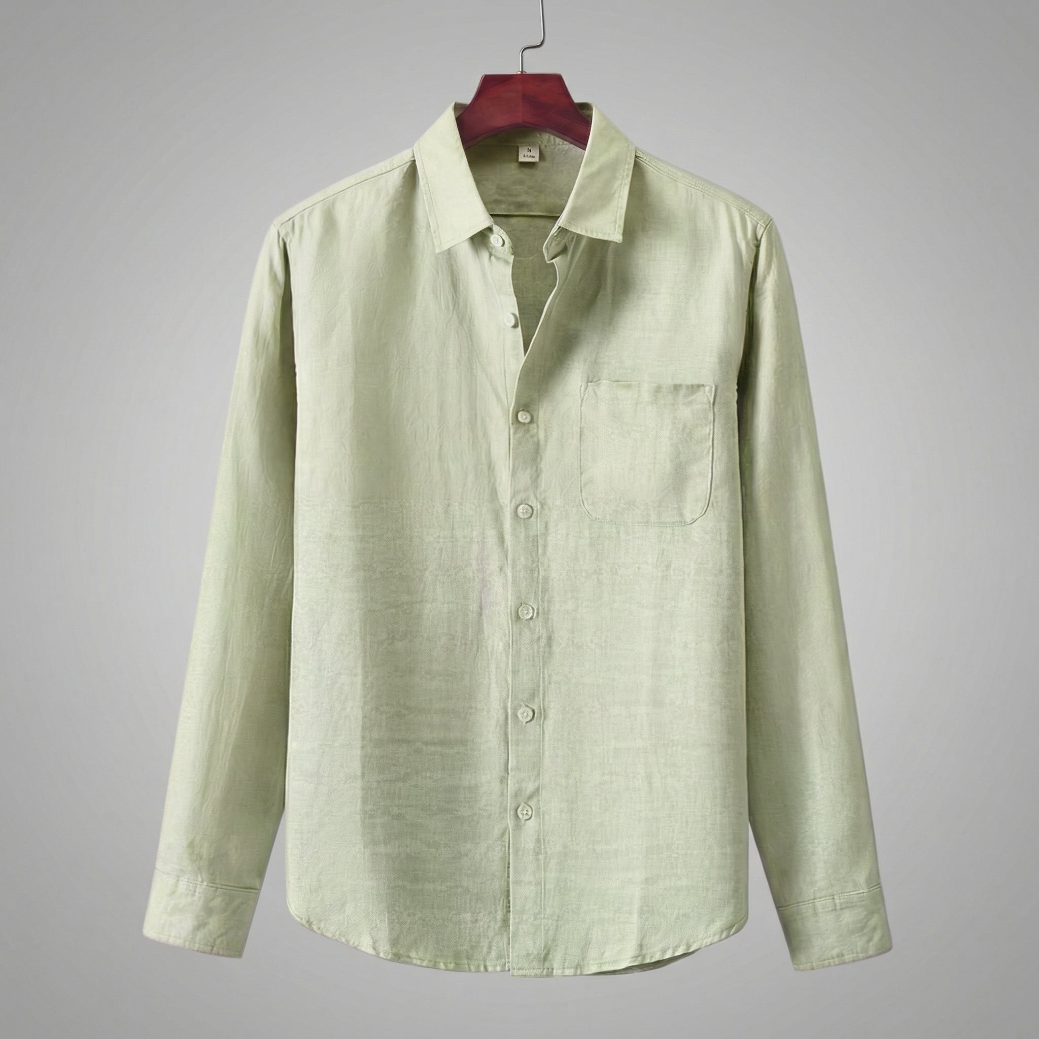 Men's Linen Long Sleeve Shirt Chest Pocket Summer