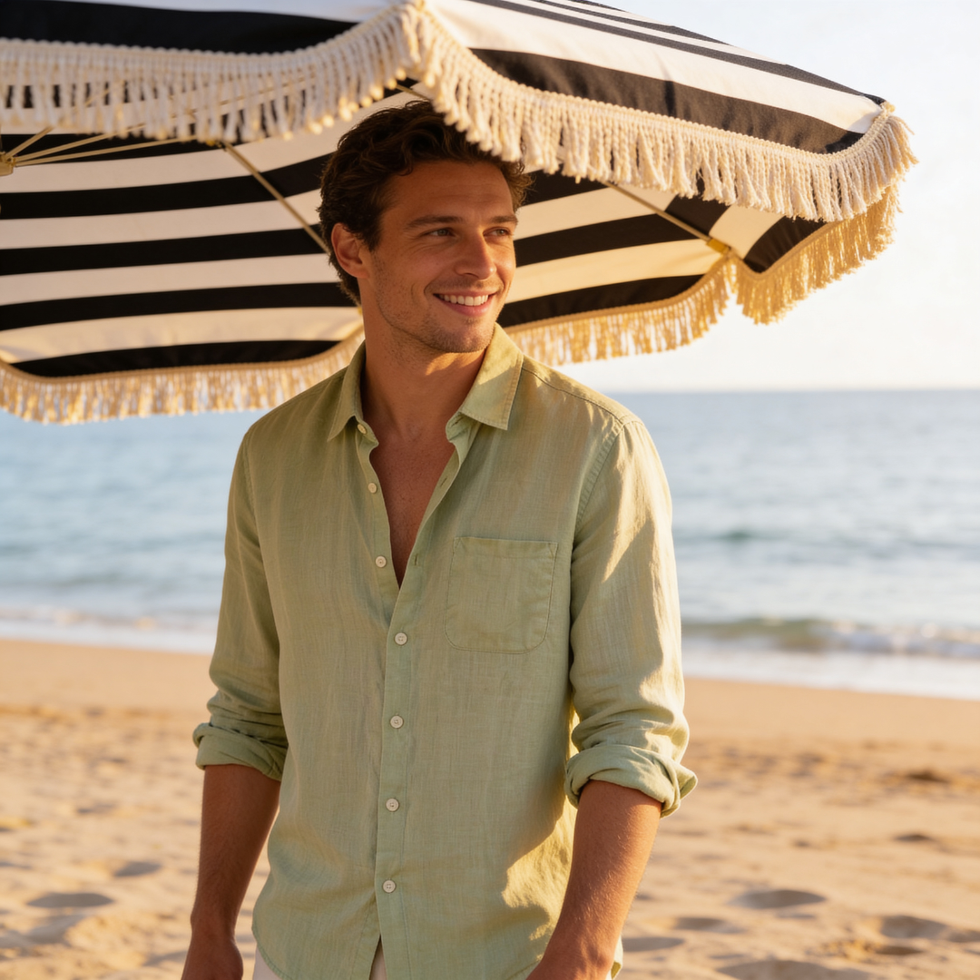 Men's Linen Long Sleeve Classic Collar Shirt Summer