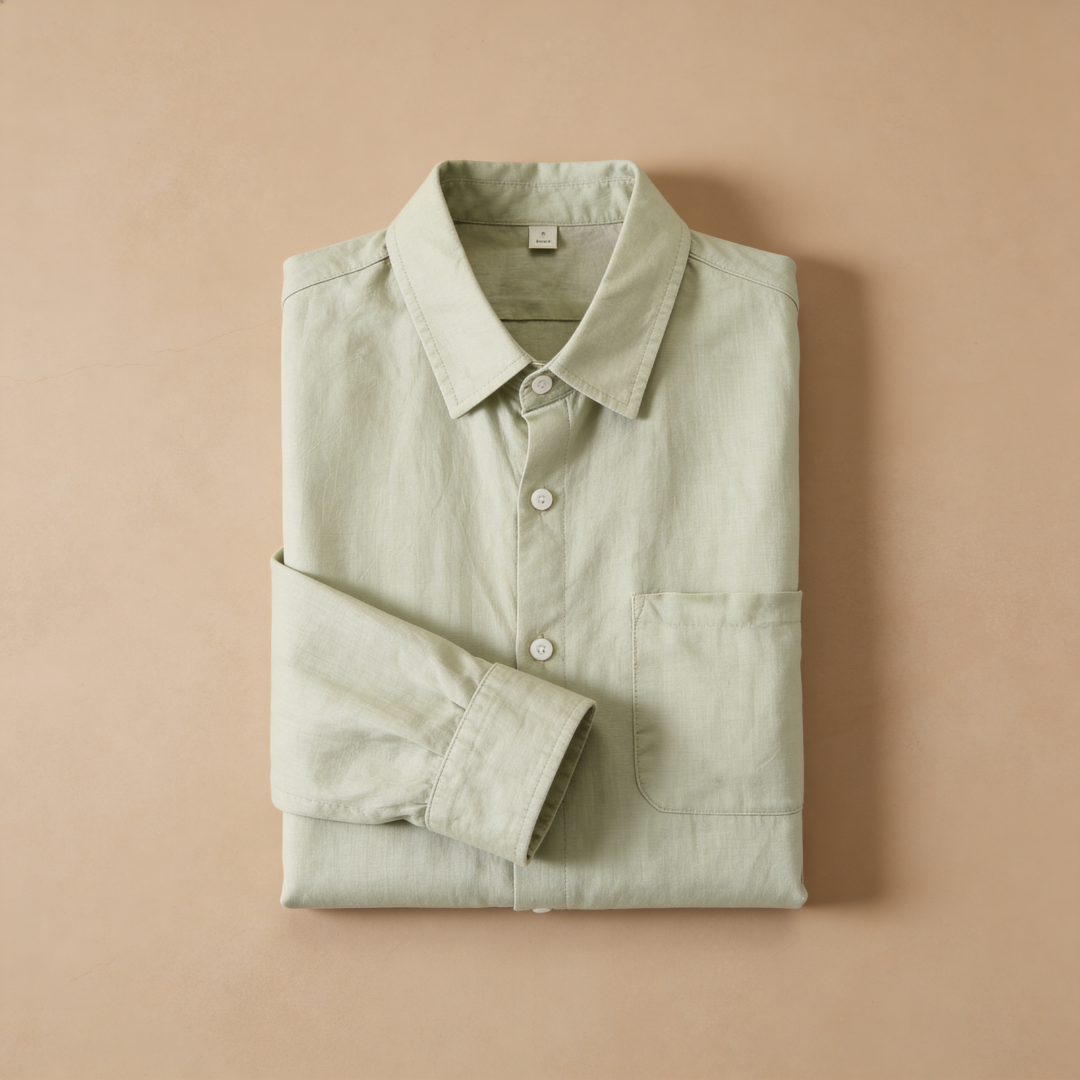 Men's Linen Long Sleeve Classic Collar Shirt Summer