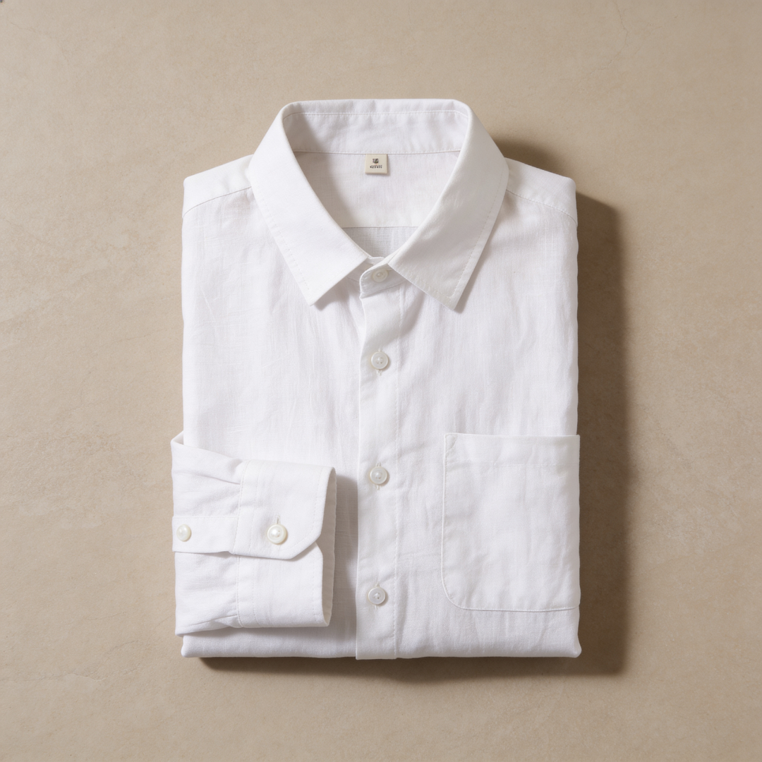 Men's Linen Long Sleeve Classic Collar Shirt Summer