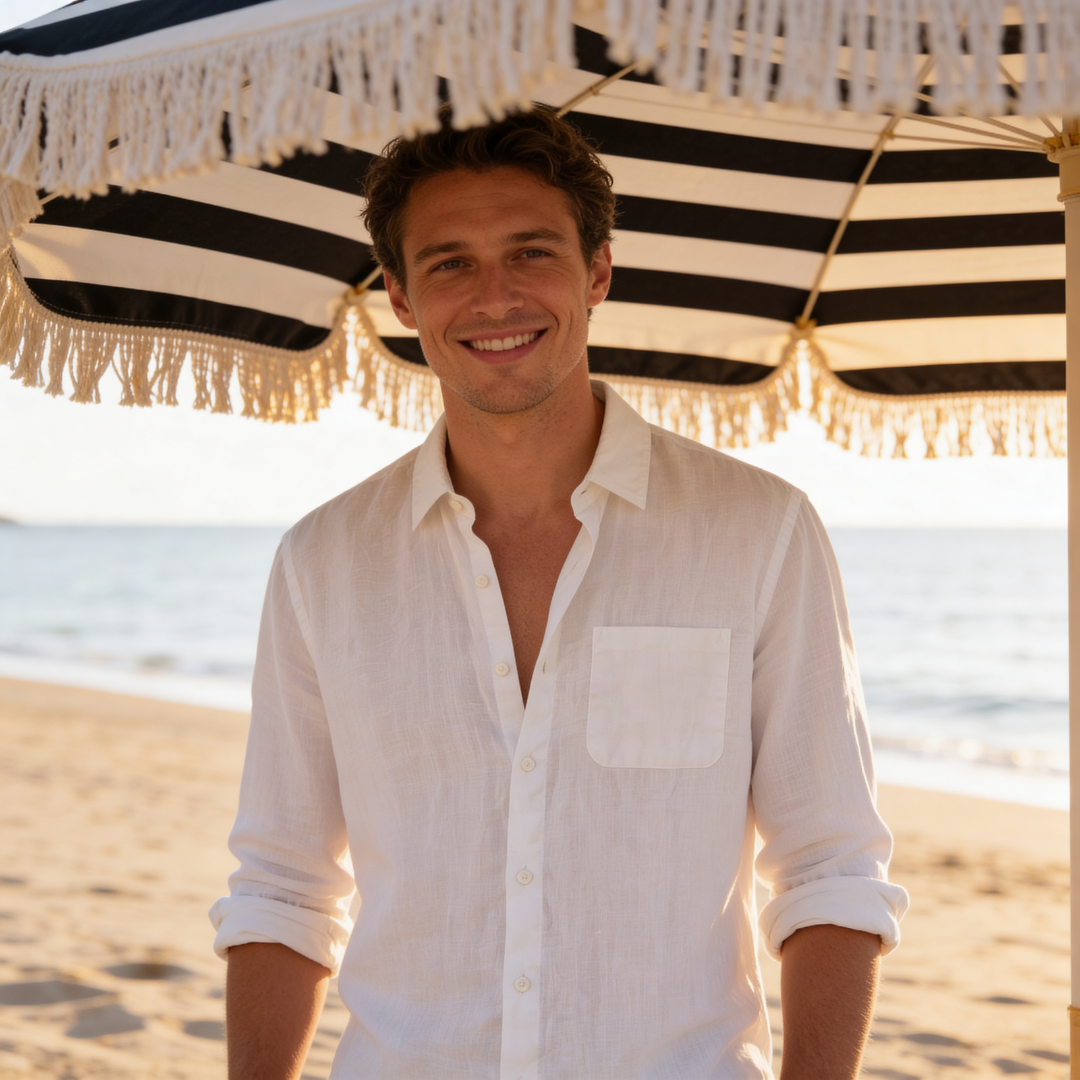 Men's Linen Long Sleeve Classic Collar Shirt Summer