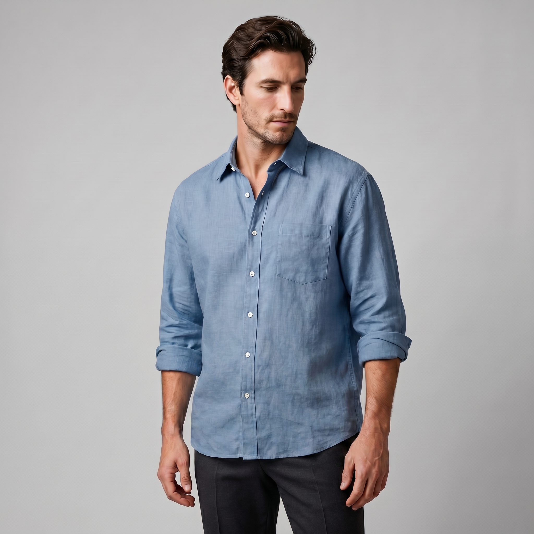 Men's Linen Oversized Long Sleeve Shirt Summer
